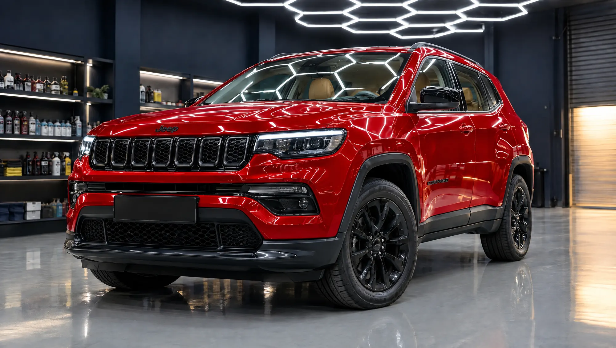 Visualisation of a registered Jeep Compass in Stallion Red